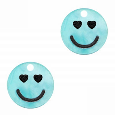 Plexx bedels smiley hearts Shiny tiffany blue | 5 stuks