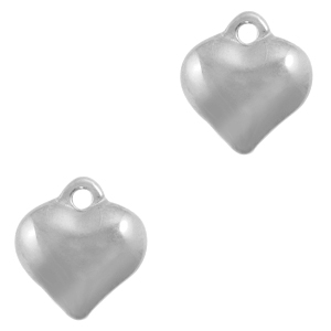 ( RVS ) Bedel hart zilver | 2stuks