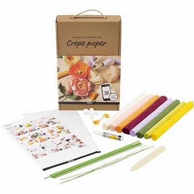 Set Crepe papier ontdekken en bloemen maken