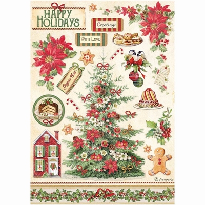 Stamperia Rijstpapier | Classic Christmas Tree Rice Paper A4