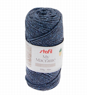 Stafil My Macrame Glitter, Indigo Blauw 100gr / 90mtr.