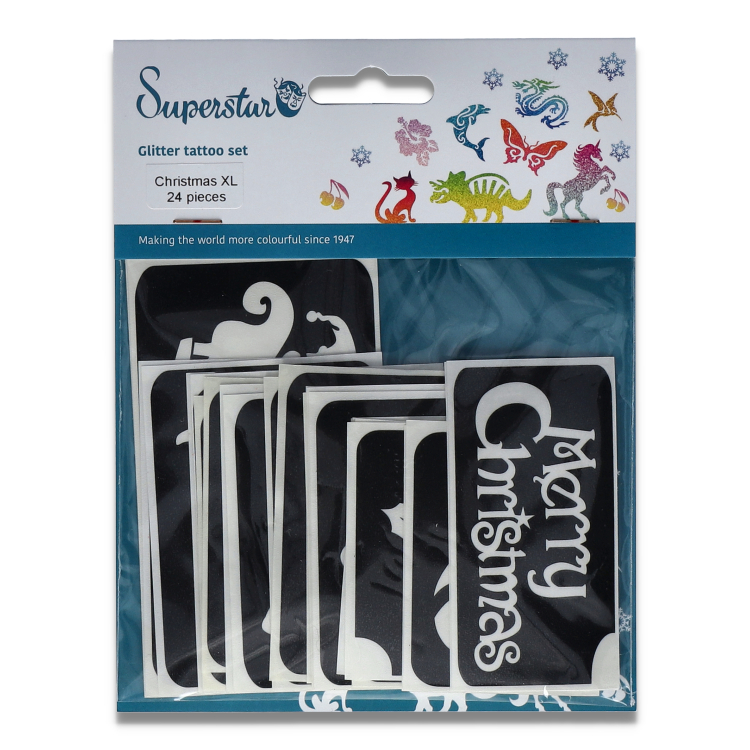 Christmas XL  Glitter Tattoo Stencils    (24 pcs)