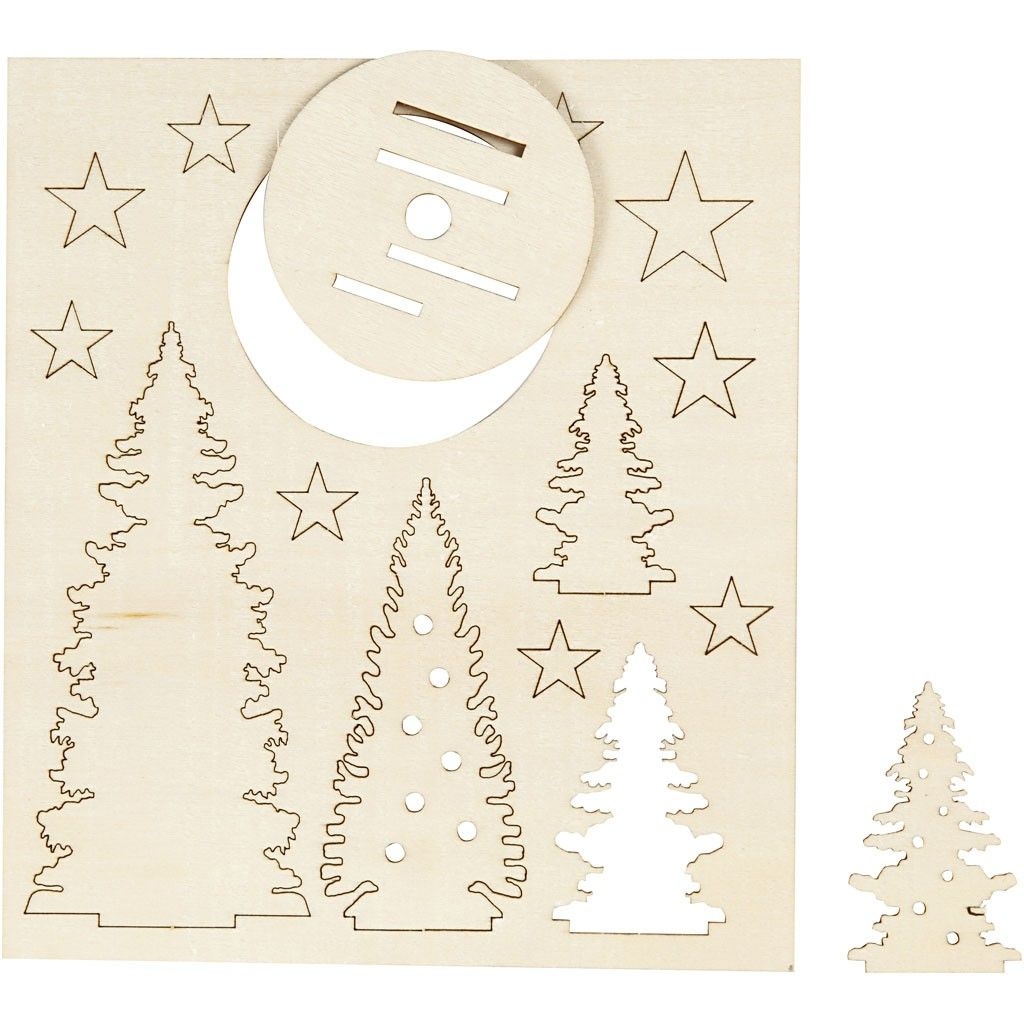 DIY Houten figuren, kerstbomen, l: 20 cm, b: 17,5 cm,