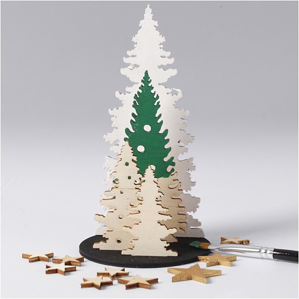 DIY Houten figuren, kerstbomen, l: 20 cm, b: 17,5 cm,