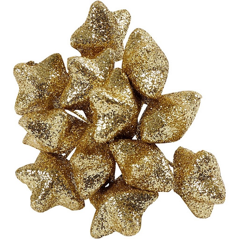 Kunst sterren, d: 25 mm, goud, 12stuks