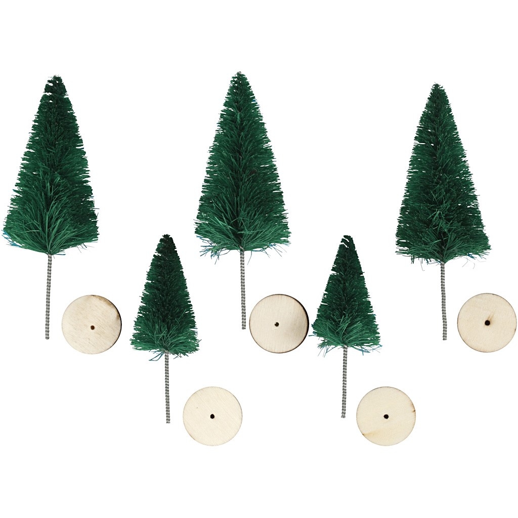 Kerstbomen, h: 40+60 mm | Groen | 5 stuks