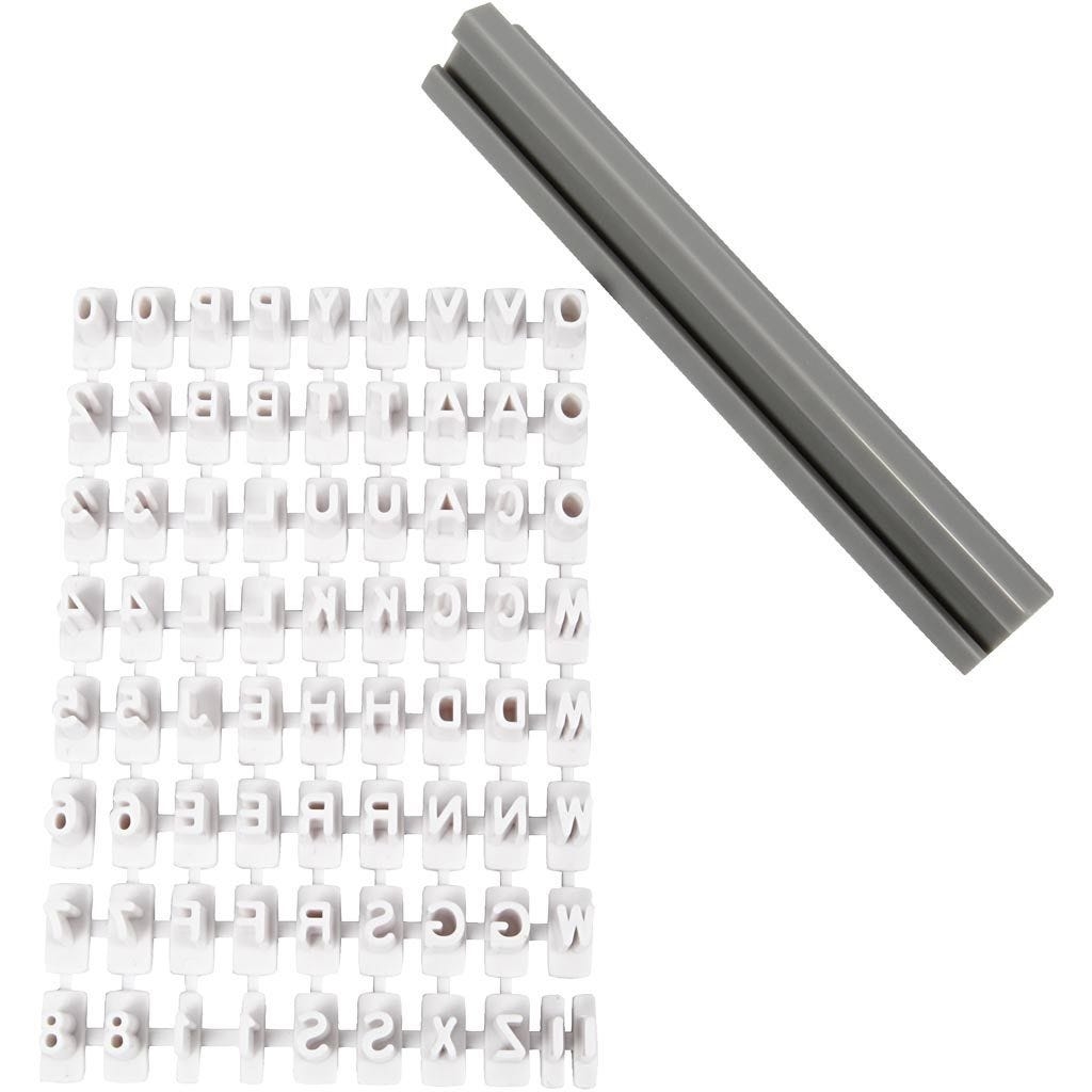 Stempelset van rubber, letters, cijfers, H: 6 mm