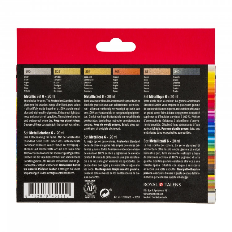 Amsterdam Acrylverf Metallic kleuren 6 x 20ml