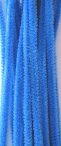 Chenille draad, 6 mm, Blauw - 20 stuks in zakje