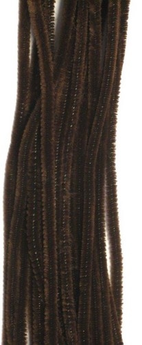 Chenille draad, 6 mm, Bruin - 50 stuks in zakje