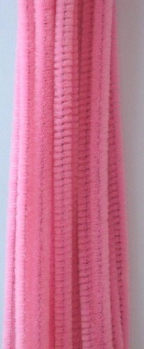 Chenille draad, 6 mm, Roze - 20 stuks in zakje