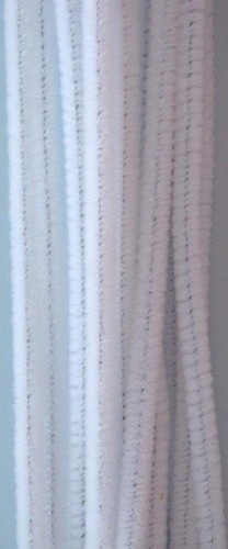 Chenille draad, 6 mm, Wit  50 stuks in zakje