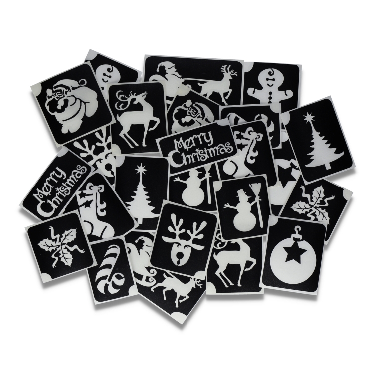 Christmas XL  Glitter Tattoo Stencils    (24 pcs)