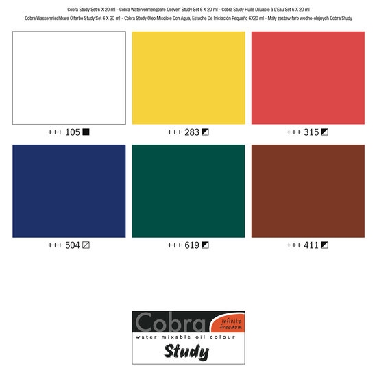 Cobra Study watervermengbare olieverf starterset | 6 x 20ml