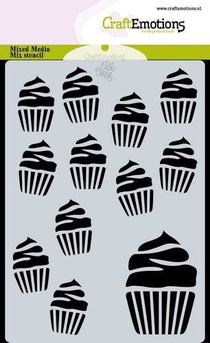 CraftEmotions Mask Stencil cupcakes A6 Carla Creaties