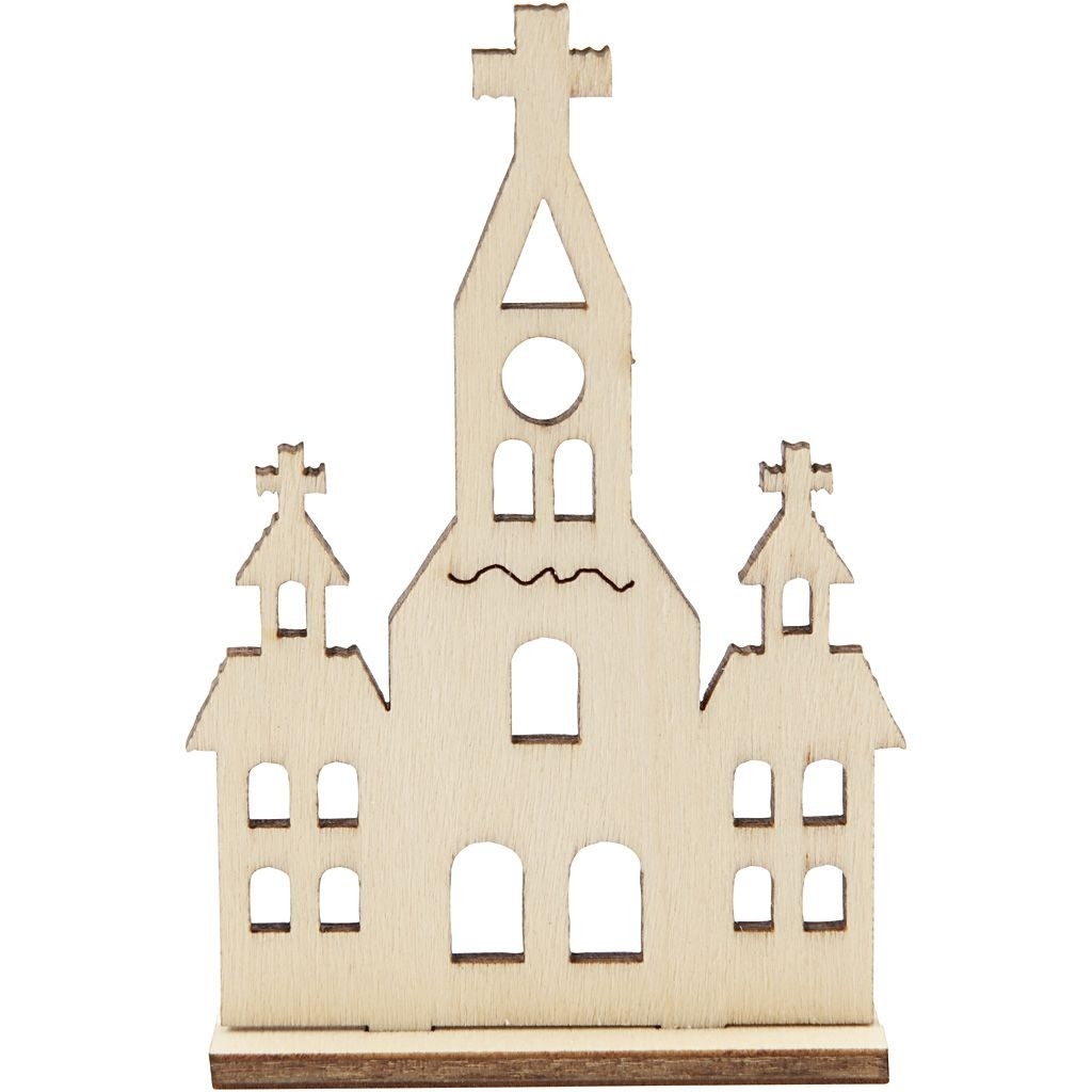 DIY Houten figuren, kerk, kerstbomen, hert, 3mm dik