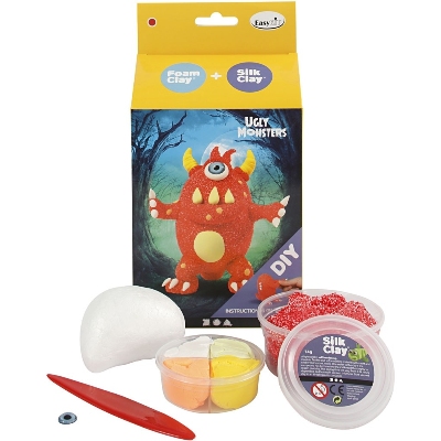 Easy kit Foamclay + Silk Clay Ugly Monsters Rood