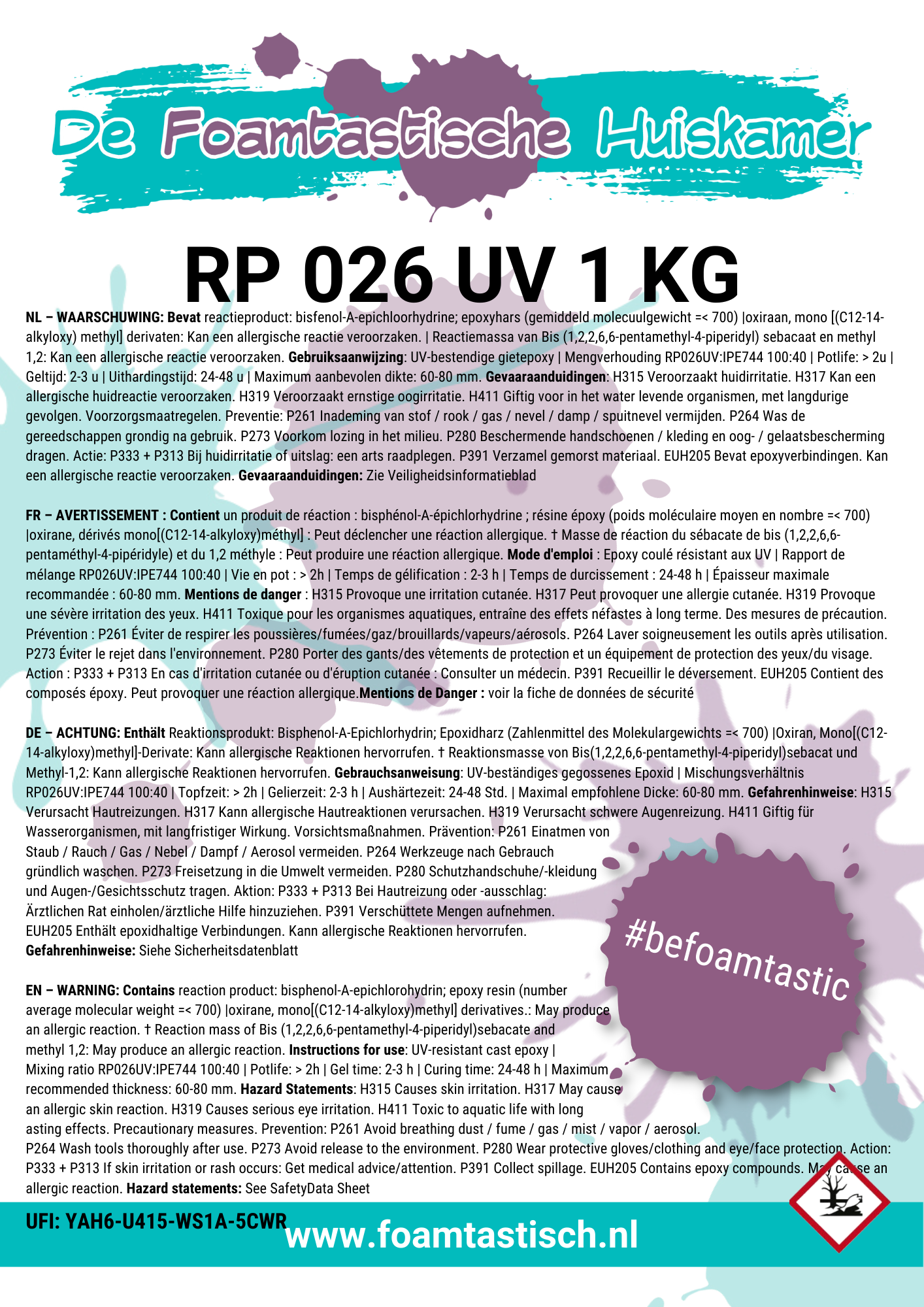 Epoxy RP026UV+ IPE744 max 8 cm - 1.4kg (1/0.4)