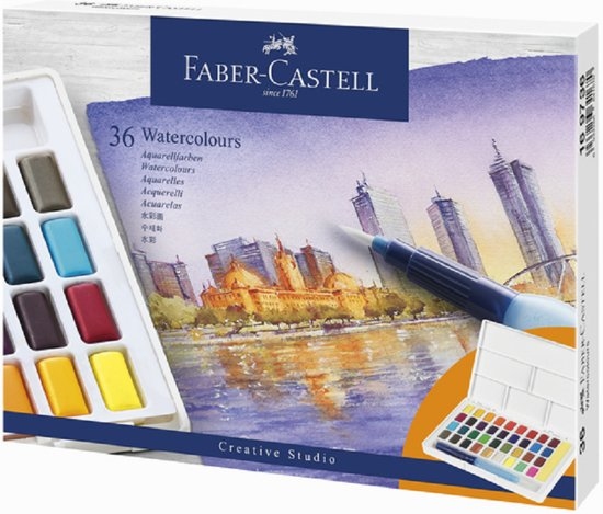 Faber Castell Aquarelverf in box met 36 kleuren