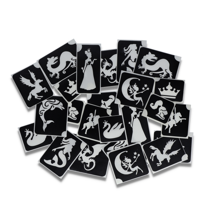 Fantasy Fairytale XL  Glitter Tattoo Stencils    (24 pcs)