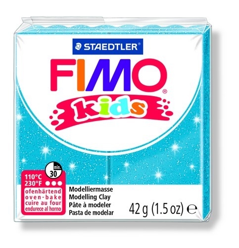 Fimo kids boetseerklei 42 g glitter blauw