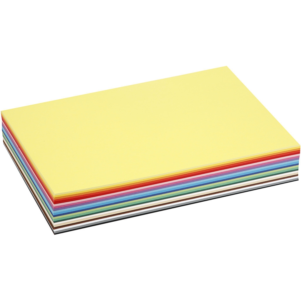 Gekleurd karton, A4, 180 gr, diverse kleuren