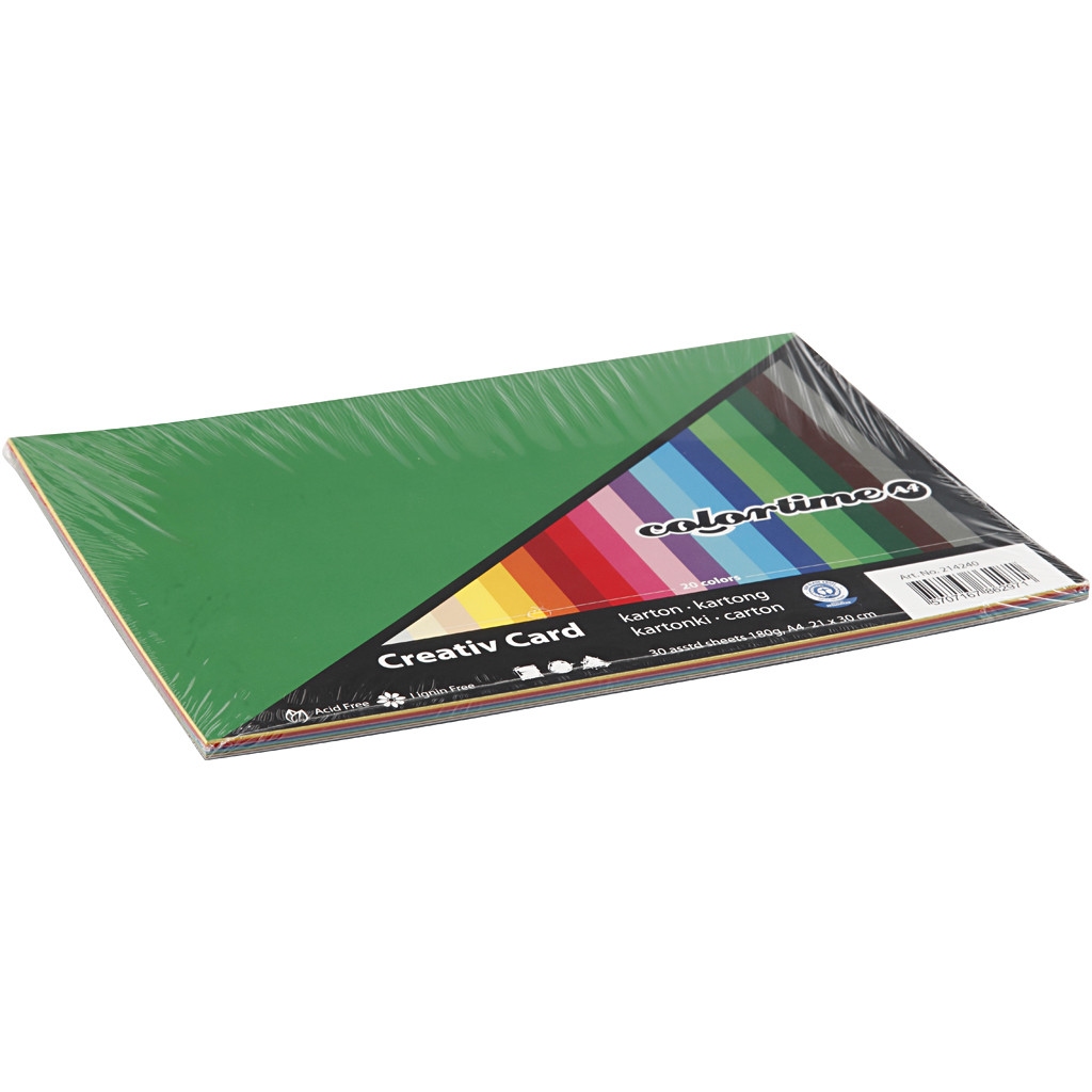 Gekleurd karton, A5, 180 gr, HAPPY kleuren | 60 vel