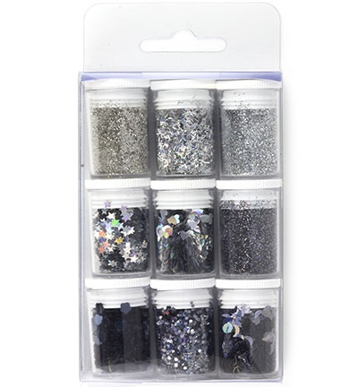 Glitter en Pailletten Set Zilver 6x5 gr