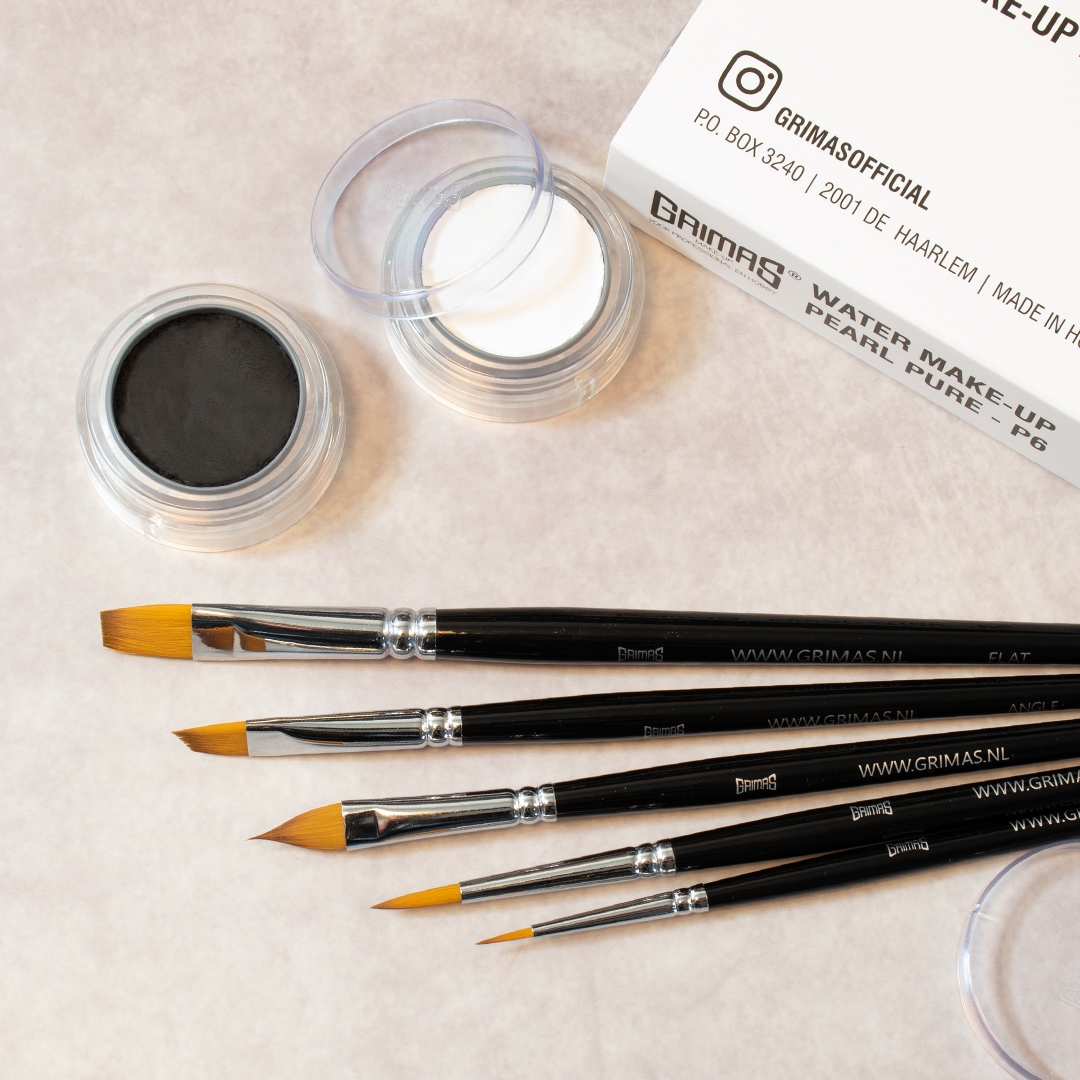 Grimas | Face Paint Brush Set 5 penselen (Rond 2x | Flora | Angle | Plat)
