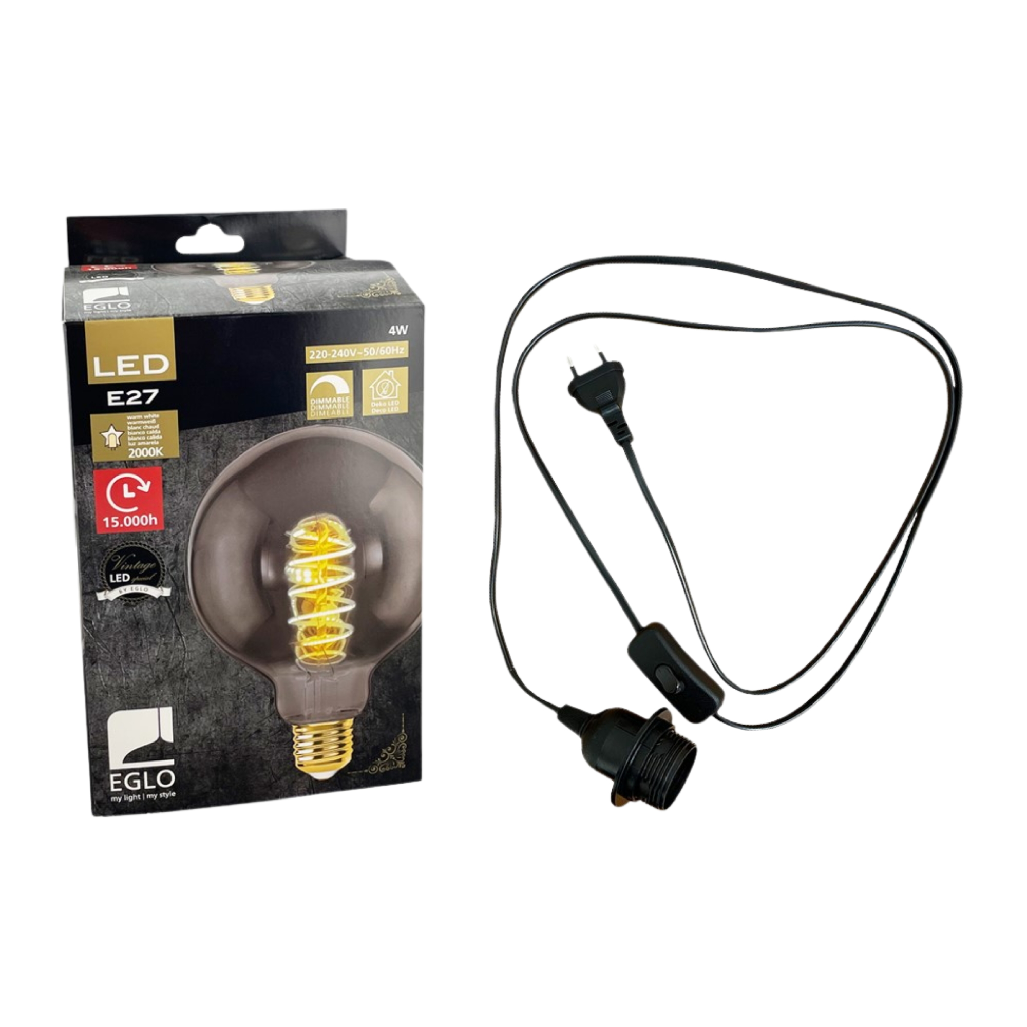 Jesmonite Light Kit Part 1 Lamp + Kabel met Schakelaar 1,8m Zwart