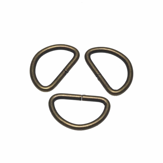 Metalen D ring | 15mm | Bronskleur | 10 stuks