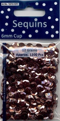 Pailletten metal bruin 6 mm 12 GR