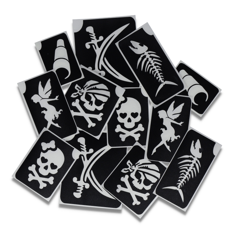 Pirate Glitter Tattoo Stencils    (12 pcs)