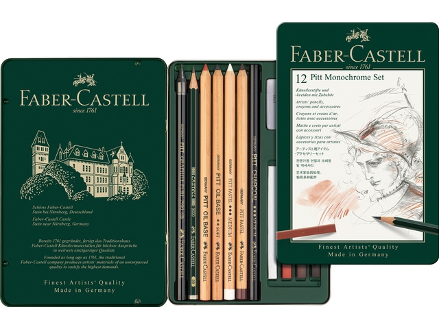 Pitt Monochrome set Faber-Castell 12-delig medium