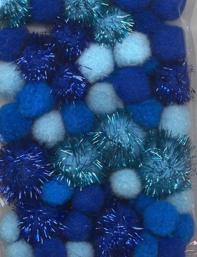 Pom Poms Set Blauw incl glitter 50 ST 2 cm, 2.5 cm, 3.5 cm