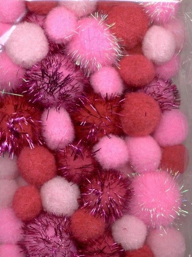 Pom Poms Set Roze incl glitter 50 ST 2 cm, 2.5 cm, 3.5 cm