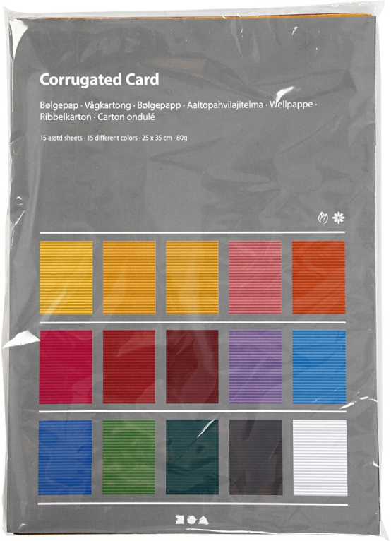 Ribbelkarton Assortikleuren 25x35 cm | 10 vel