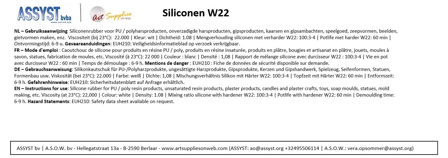 Siliconen W22 | 5kg + Verharder 250ml