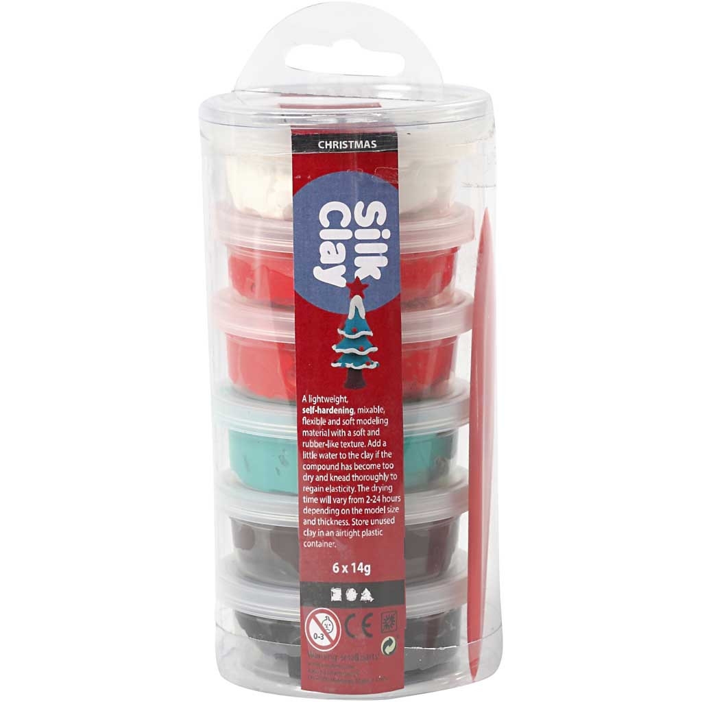 Silk Clay - Assortiment, kleuren assorti Kerst, 6x14 gr