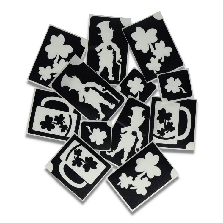 st Patrick's day  Glitter Tattoo Stencils    (12 pcs)