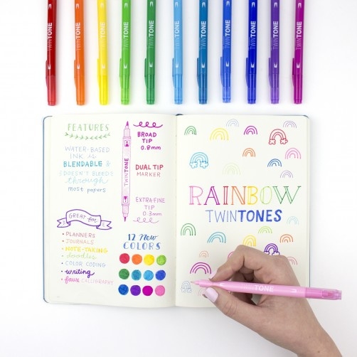 Tombow TwinTone markers 12st set regenboog kleuren