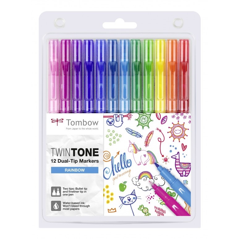 Banyan Tol Misverstand Tombow TwinTone markers 12st set regenboog kleuren