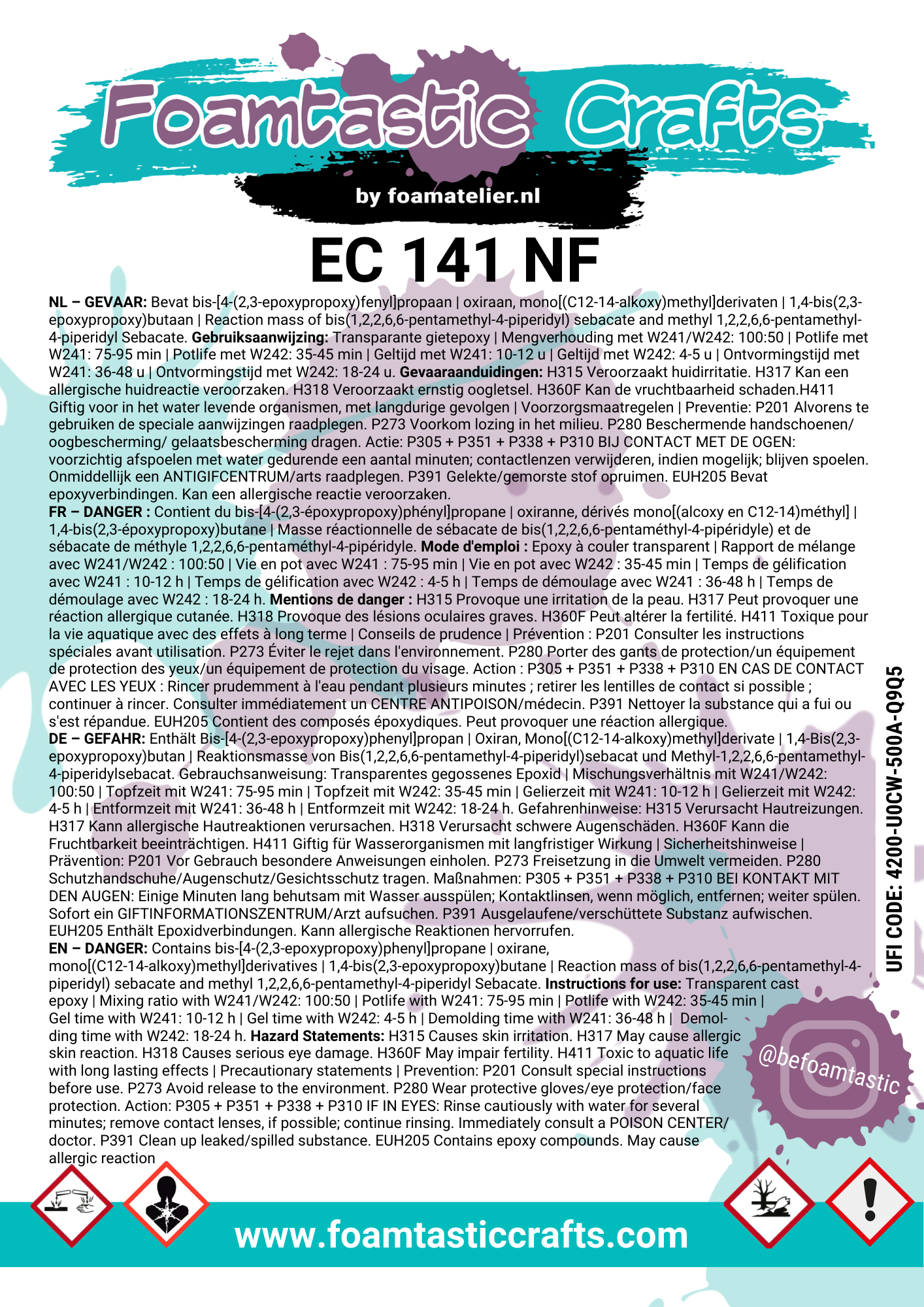 Transparante Epoxy EC141 + W241 tot 10 cm dikte | 750 gram
