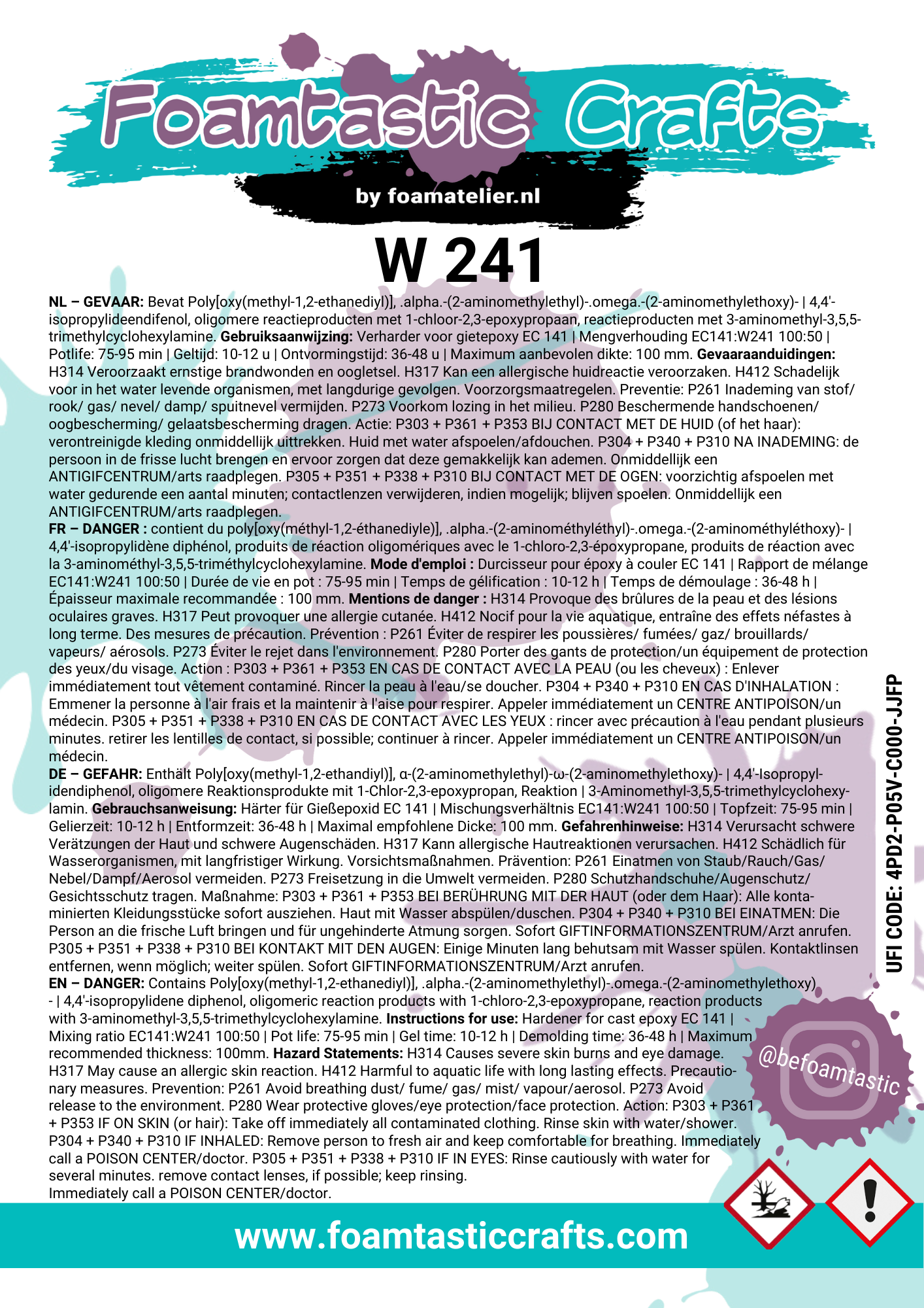 Transparante Epoxy EC141 + W241 tot 10 cm dikte | 750 gram