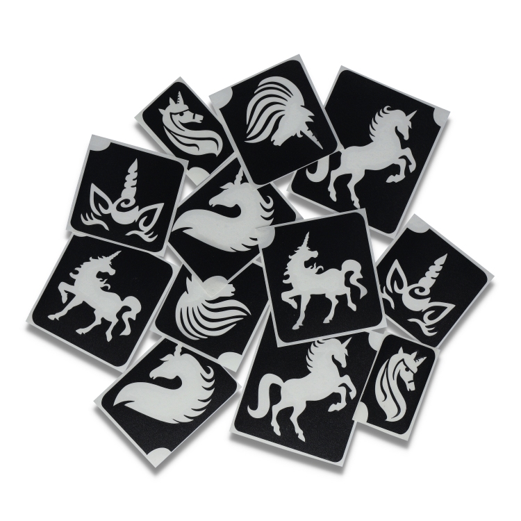 Unicorn Glitter Tattoo Stencils    (12 pcs)