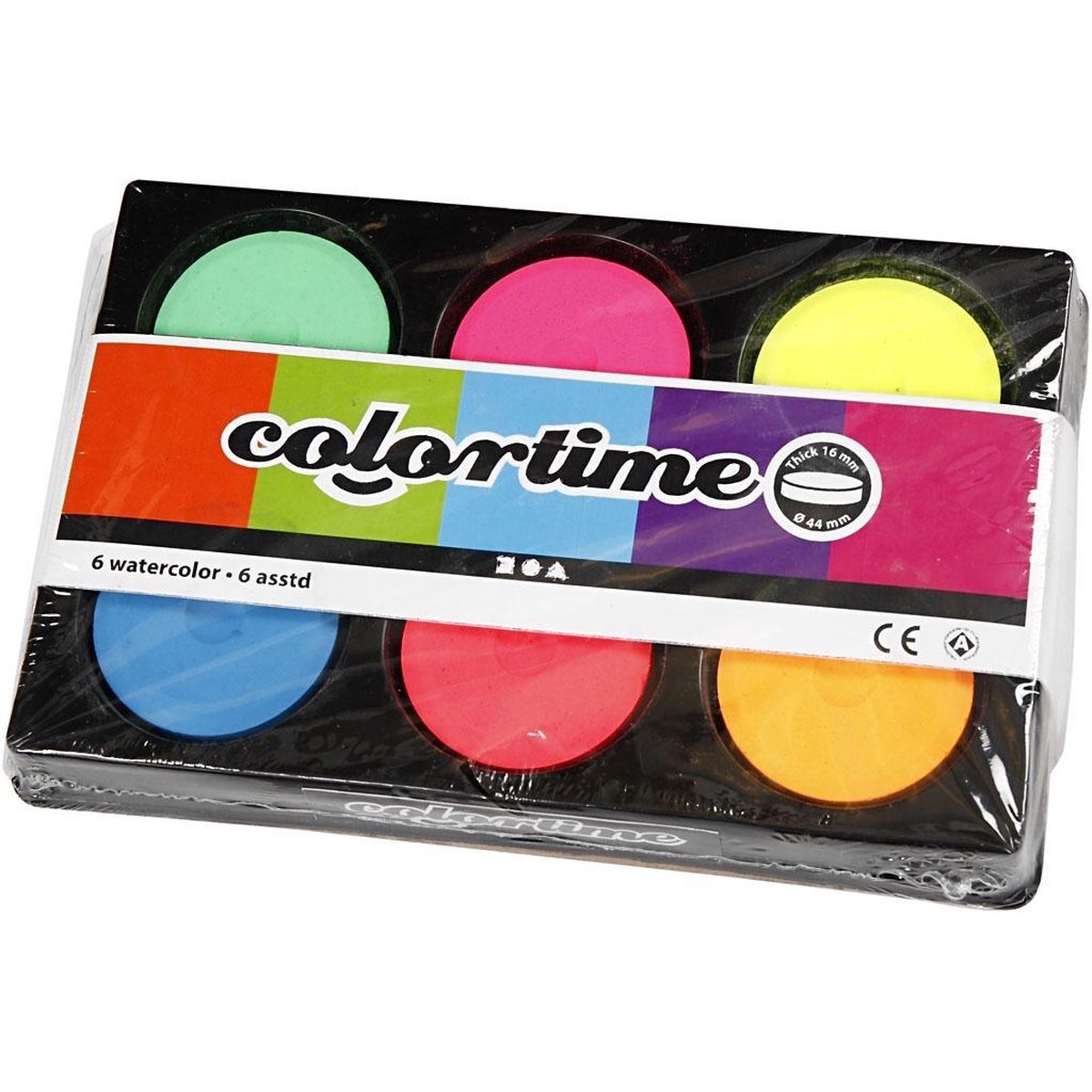 Verfdoos Colortime waterverf neon kleuren
