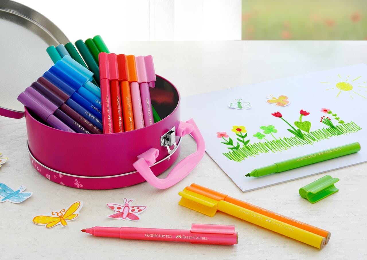 Viltstift Faber-Castell Connector handtas 33 stuks assorti