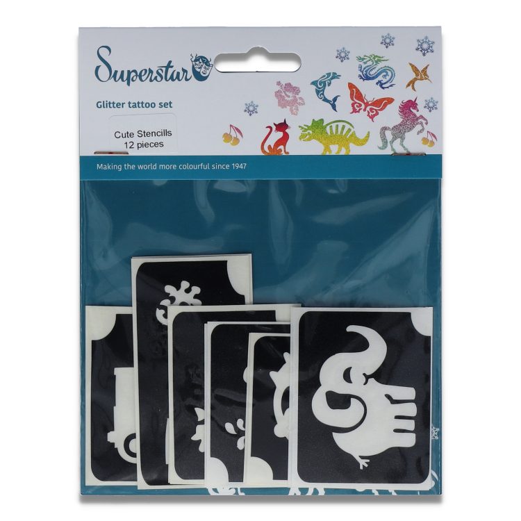 Cute Glitter Tattoo Stencils    (12 pcs)