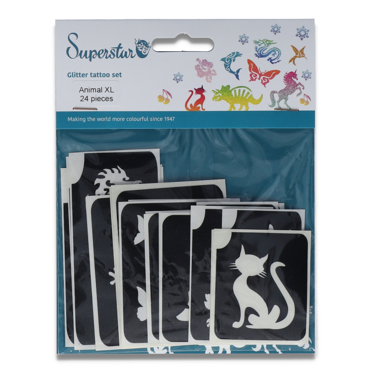 Animal XL  Glitter Tattoo Stencils    (24 pcs)