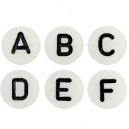 Letter kraal wit met zwarte letters